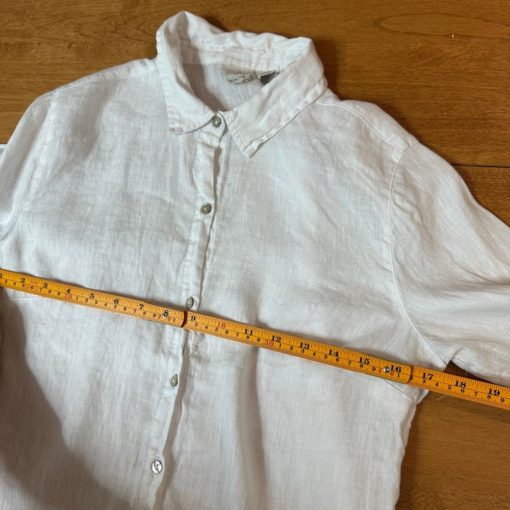 Joie 100% Linen Button Down Shirt Women S White Long Sleeve Coastal Quiet Luxury - Picture 7 of 13